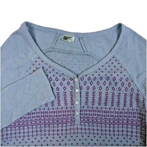 Women's Marmot Waffle Thermal Shirt Grey Pink Geometric V Neck Long Sleeve